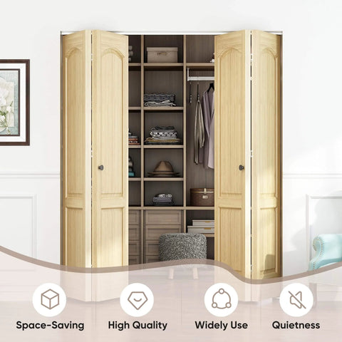 72 Inch Top Mounted Bifold Door Hardware Kit For Inside Doors, Closets, Bathrooms And Cabinets, installed in closet