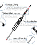 Heavy Duty Seven Piece Square Hole Drill Bit Set Forged From Heat Treated Hss Steel With Smooth Operator Mortise Chisel Edges quarter to three quarters inch image showing features like smooth drilling and efficient debris removal.