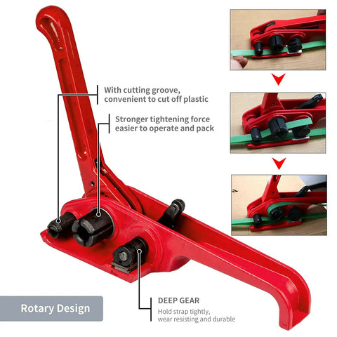 Heavy Duty Manual Pallet Strapping Kit With Poly Strap Sealer And Hand Tensioner Tool for secure packaging operation
