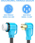Heavy Duty 50 Amp Rv Generator Cord 100 Ft Power Extension Cable With 14 To 50 Twist Lock Angled Plug pure copper connectors