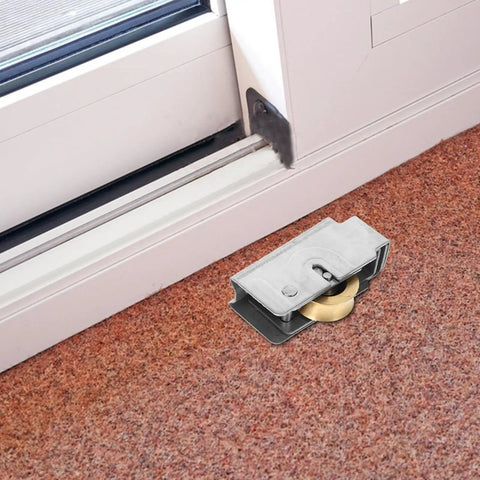 Heavy Duty Sliding Door Roller Wheels Replacement For Aluminum Window Tracks And Glass Patio Doors With Smooth As Silk Shower Pulley Hardware For Drawers And Furniture on floor near door track.