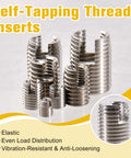 50 Piece Stainless Steel Threaded Inserts Set For Metal Wood Plastic M3 To M12 Self Tapping Helical Coil Thread Repair Inserts Kit With Storage Case For DIY Repairs Furniture Machinery And General Metalworks, threaded inserts