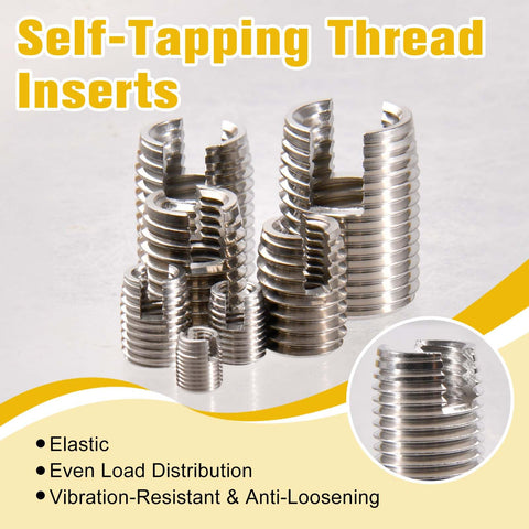 50 Piece Stainless Steel Threaded Inserts Set For Metal Wood Plastic M3 To M12 Self Tapping Helical Coil Thread Repair Inserts Kit With Storage Case For DIY Repairs Furniture Machinery And General Metalworks, threaded inserts