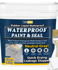 Flexible Rubber Waterproof Sealant That Flexes Through Cracks And Beats Wet Weather Fast Quick Drying Elastomeric Coating For Roofs Gutters And Foundations Tough Neutral Gray 53 Oz container with brush for sealing roofs.