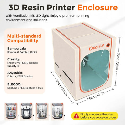 Resin Printer Enclosure With Ventilation And LED Lighting Stable Temperature Protective Cover Fireproof Dustproof Tent