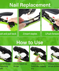Updated Plant Tying Machine Kit With Auto Tape Gun And Slick Garden Binding Tool showing nail replacement steps and usage instructions.