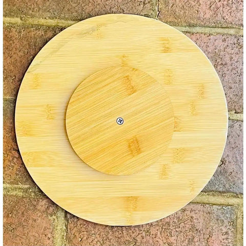 Underside view of Turquoise Resin Lazy Susan With Handcrafted Wooden Turntable, 10 Inch Modern Serving Tray And Centerpiece For Dining Table