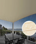 Heavy Duty Permeable Sun Shade Sail 10x12 Feet Blocks 95 Percent Sun Rays UV And Drizzle Breathable PU Coated HDPE installed over patio