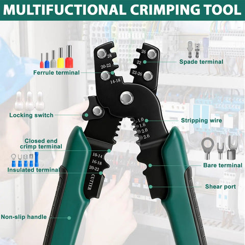 Multifunctional crimping tool from Weather Pack Connector Kit Bundle with 401 pieces and labeled parts.