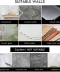 Diagram showing suitable and unsuitable surfaces for Brushed Gold Self Adhesive Wall Hooks. Includes tile, glass, and wallpapers.
