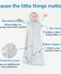 Toddler Sleep Sack 1.0 TOG For 2T 3T 4T, Soft Wearable Blanket Baby Sleep Bag With Two Way Zippers For Safe Sleep, Fluffy Extra Large Sleeping Sack In Grey, Keeps Kids Cozy Safe And Warm All Night, showing sleeveless design and zipper protectors.