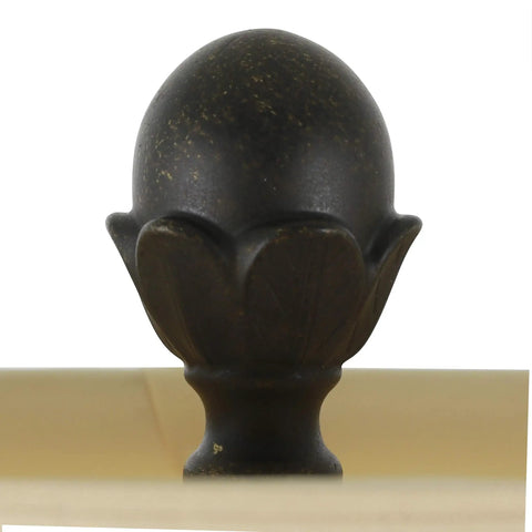 Bronze finial detail of Resin and Marble Table Lamp in Bronze Finish With Round Taupe Beige Softback Shade Three Way Light