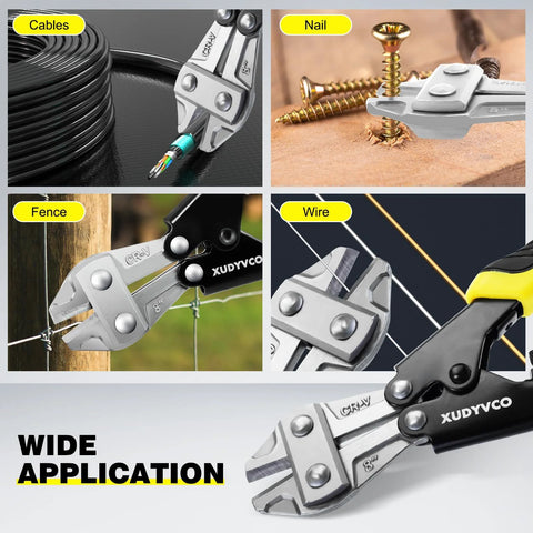 XUDYVCO 8-inch bolt cutters with non-slip handles for wire and cable cutting.
