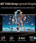 Built Tough As Nails Unlocked 4G Rugged Smartphone With 5.45 Inch Screen showcasing FHD drop-proof display with astronaut image.