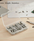 Top Tier 304 Stainless Steel Pan Head Combo Screws With Integrated Washers, M1.6 To M2 Micro Assortment, 50 Pack in clear case.