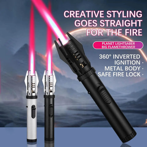 Refillable Butane Torch Lighter With Safety Lock And Adjustable Red Blue Jet Flame Windproof For Candles Campfires BBQ
