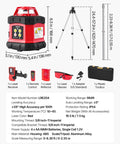 Rotary Laser Level Kit With 984 Ft Range, 360 Degree Self Leveling Red Horizontal Laser Transit For Construction Sites, tripod and accessories