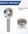 4 Pack POSB6 Rod End Bearing Set With Three Eighths Inch Bore And Right Hand Thread Twenty Four Per Inch Self Lubricating Steel Joint Rod Ends With Jam Nuts For Forging Machines And CNC Tools For Your Shop Floor, 45# steel