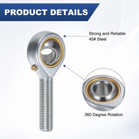 4 Pack POSB6 Rod End Bearing Set With Three Eighths Inch Bore And Right Hand Thread Twenty Four Per Inch Self Lubricating Steel Joint Rod Ends With Jam Nuts For Forging Machines And CNC Tools For Your Shop Floor, 45# steel