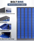 100 Drawer Parts Cabinet With Shelves And Label Stickers Bolt And Nut Organizer for Garage or Shop Pro Grade Steel Tool Storage