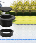 Patio Table Umbrella Hole Plug 1.63 Inch ABS Hole Cover With Removable Cap And Threaded Insert For Outdoor Dining And Camping Use Keeps Your Table Clean And Ready For Chill Outdoor Hangouts When The Umbrella Is Off over glass table