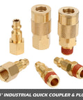Air Hose Fittings One Fourth Inch NPT Brass Quick Connect Couplers And Plugs Pack 20 Piece Air Compressor Accessory Kit