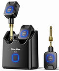 5.8GHz Wireless Guitar System with Charging Box, 6 Channels, 30 Hour Battery Life, shown with transmitter, receiver, and plugs
