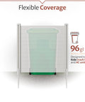 Premium White Vinyl Privacy Screen Panels 4ft High By 4ft Wide Two Panels No Dig Outdoor Privacy Fence For Air Conditioner Trash Can And Pool Equipment Enclosure With Easy 60 Minute Install, showing screen concealing trash can.
