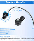 Engine Knock Detonation Sensor And 2 Pin Connector 3 3L For Nissan Frontier Quest Xterra Pathfinder Mercury Villager 1999 2000 2002 2004 Replacement 22060 7B000 Plug And Play Easy Drop In, 8-wire female connector, 20-gauge