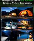Massive 15000mAh Rechargeable Telescopic Camping Light Lantern With Reinforced Tripod Base used in various outdoor settings