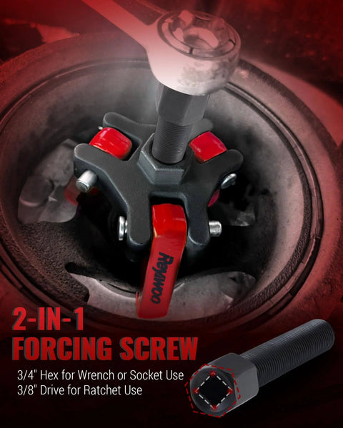 Harmonic Balancer Puller Kit For DIY Friendly Auto Repairs With Adjustable Three Jaw Puller and Forcing Screw shown in use