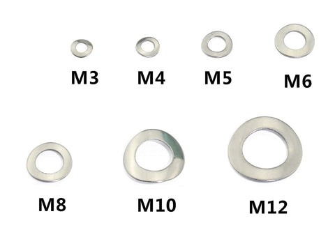 304 Stainless Steel Wave Spring Washer Set 7 Size Metric Assortment M3 To M12 300 Pieces DIN137B Compliant Built Tough Anti Corrosion Fastening Washers For Electrical Connections In Appliances Auto And Marine, sizes M3-M12