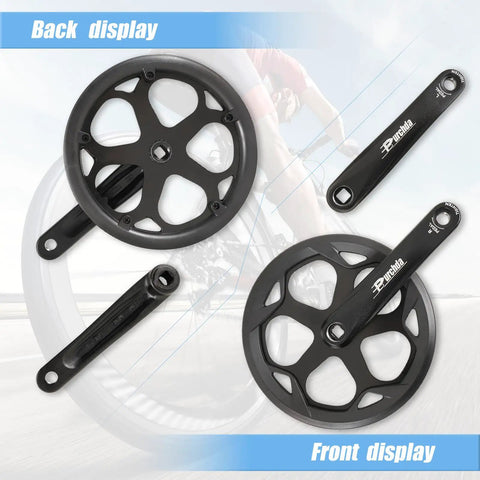Universal 48T 52T Crankset For E Bikes With 170mm Aluminum Arm shown in front and back perspective.