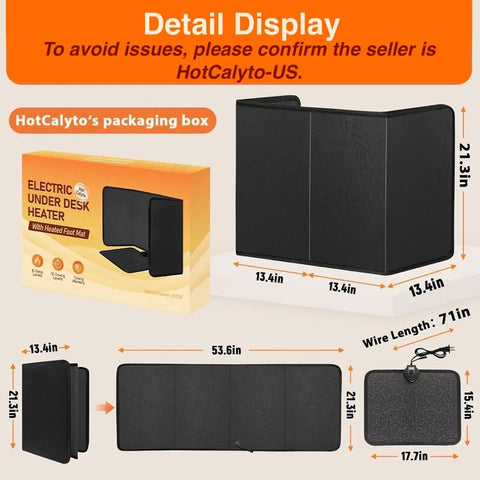Foot Warmer With Heated Floor Mat For Home Office, Portable Space Heater With 12H Timer And 8 Heat Levels in packaging