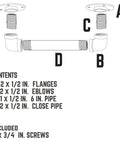 Industrial Pipe Barn Door Handle 6 Inch Rustic Farmhouse Heavy Duty Hardware Set With Steel Grey Iron Fittings Diagram