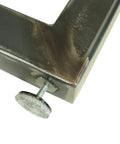 Close-up of Rustic Industrial Metal Table Legs Set Of Two In U Style USA Made Built Tough Heavy Duty Adjustable Leveling Feet with screw detail