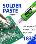 Sn63 Pb37 Tin Solder Paste For Electronics Soldering Flux 183 C Melting Point applied to PCB for IC/BGA/SMD repair