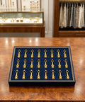 Golden Zinc Alloy Shelf Rail Brackets Kit With Decorative Posts Protect Glass Edges From Scratches No Fuss Install displayed in box