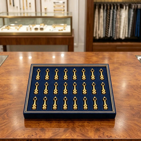 Golden Zinc Alloy Shelf Rail Brackets Kit With Decorative Posts Protect Glass Edges From Scratches No Fuss Install displayed in box