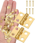 Gold 180 Degree Mini Brass Hinges Set For Dollhouse Furniture And Jewelry Boxes With 48 Hinges And 192 Screws 10x8mm Easy Install