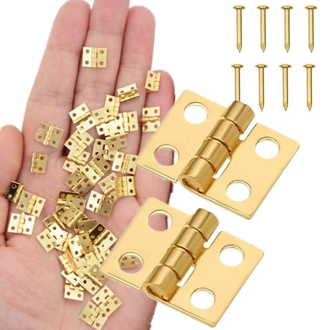 Gold 180 Degree Mini Brass Hinges Set For Dollhouse Furniture And Jewelry Boxes With 48 Hinges And 192 Screws 10x8mm Easy Install