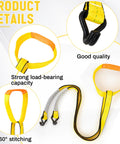 Industrial Forklift Battery Lifting Sling 2 Inch by 5 Ft Beefy Heavy Duty Carrier Strap With Hook 12 Inch Ring Protector Pad