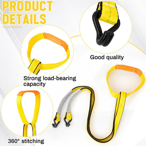 Industrial Forklift Battery Lifting Sling 2 Inch by 5 Ft Beefy Heavy Duty Carrier Strap With Hook 12 Inch Ring Protector Pad