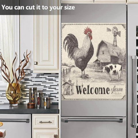 Totally Handy Magnetic Door Cover for Dishwashers and Fridges, 23 by 26 Inch, farm animal rooster barn windmill cow decor on fridge