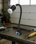 Super Bright 9W Led Machine Tool Light With Magnetic Base And Flexible Gooseneck mounted on a workbench for precision tasks.