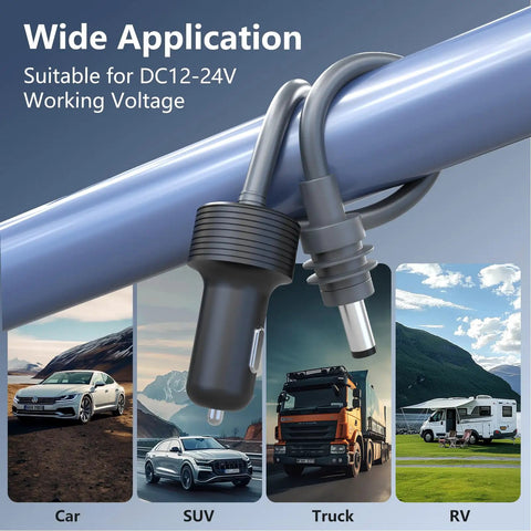 Ready To Roll Smooth Plug And Play 3 Meter Vehicle Power Cable Built For Mini Satellite Internet Units 12 Volt Cigarette Lighter Adapter harness for car, truck, and RV.