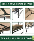 Beige RipLock 350 Replacement Canopy Top Cover fit verification for Debora Gazebo Swing Model 01-0884 frame details