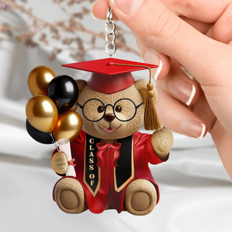 Personalized Graduation Bear Keychain With Custom Name And Class Year Gift For The Grad Class Of 2026 Keepsake in hand