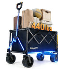 Beast Of A Utility Wagon With 133Wh Battery Up To 440 Lbs Load, Collapsible Garden Cart With Foldable Frame And Expandable Tailgate