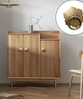 4 Pcs Vintage Flower Drop Ring Drawer Pulls Brass Cabinet Handles in Bronze Finish installed on wooden dresser cabinet